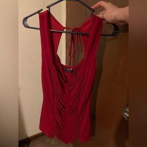 sleeveless red dress top by studio 1940